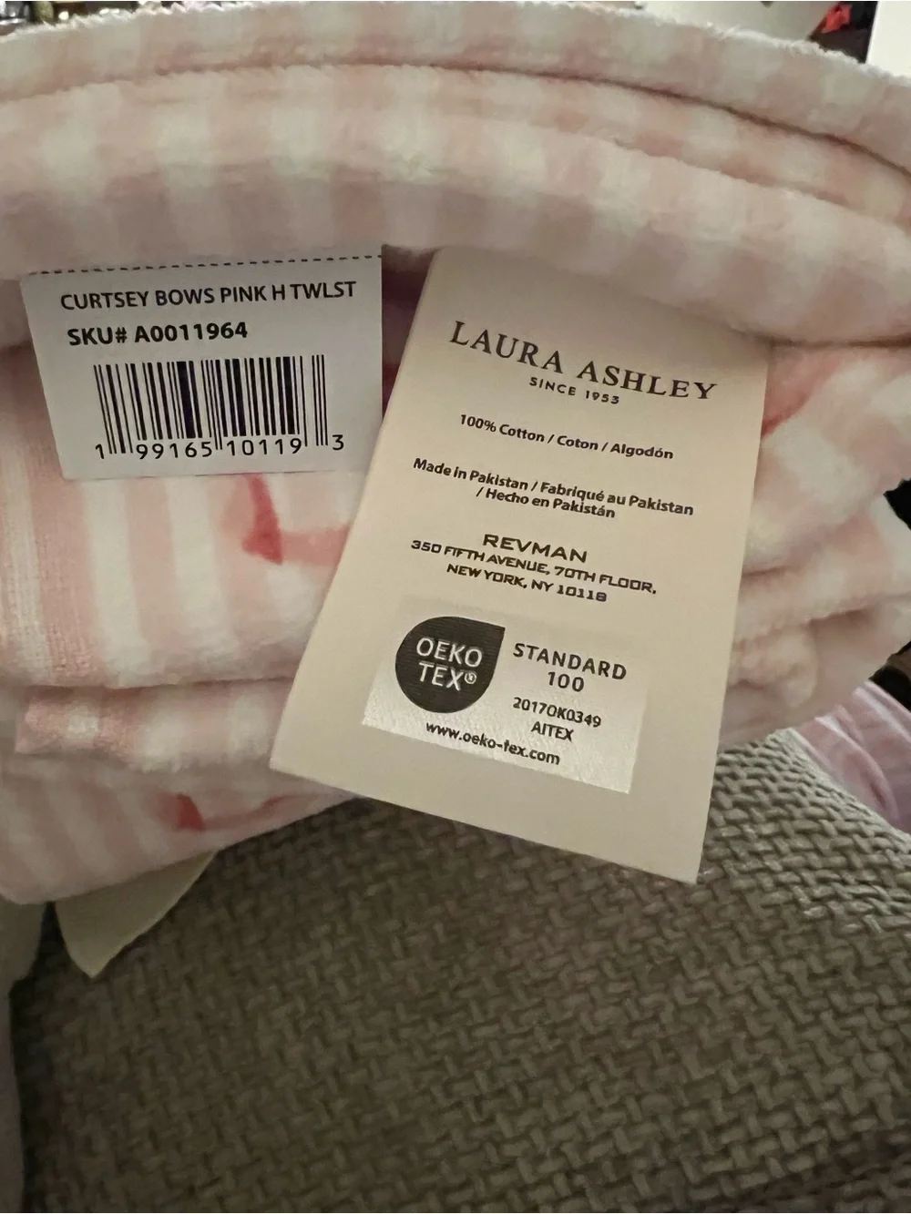🎀 Laura Ashley Curtsey Bows Pink Bathroom Towel Set- 2 hand / 2 tip coquette NWT